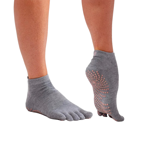 Calcetin para yoga unisex gris  rosa