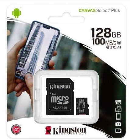 MICROSD KINGSTON CANVAS SELECT PLUS 128 GB  CLASE 10