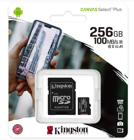 MICROSD KINGSTON CANVAS SELECT PLUS 256GB  CLASE 10