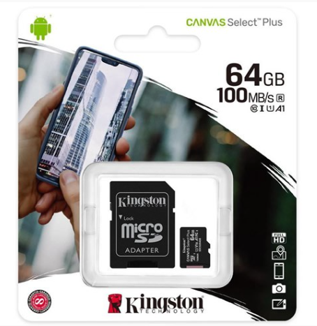 MICROSD KINGSTON CANVAS SELECT PLUS 64 GB  CLASE 10